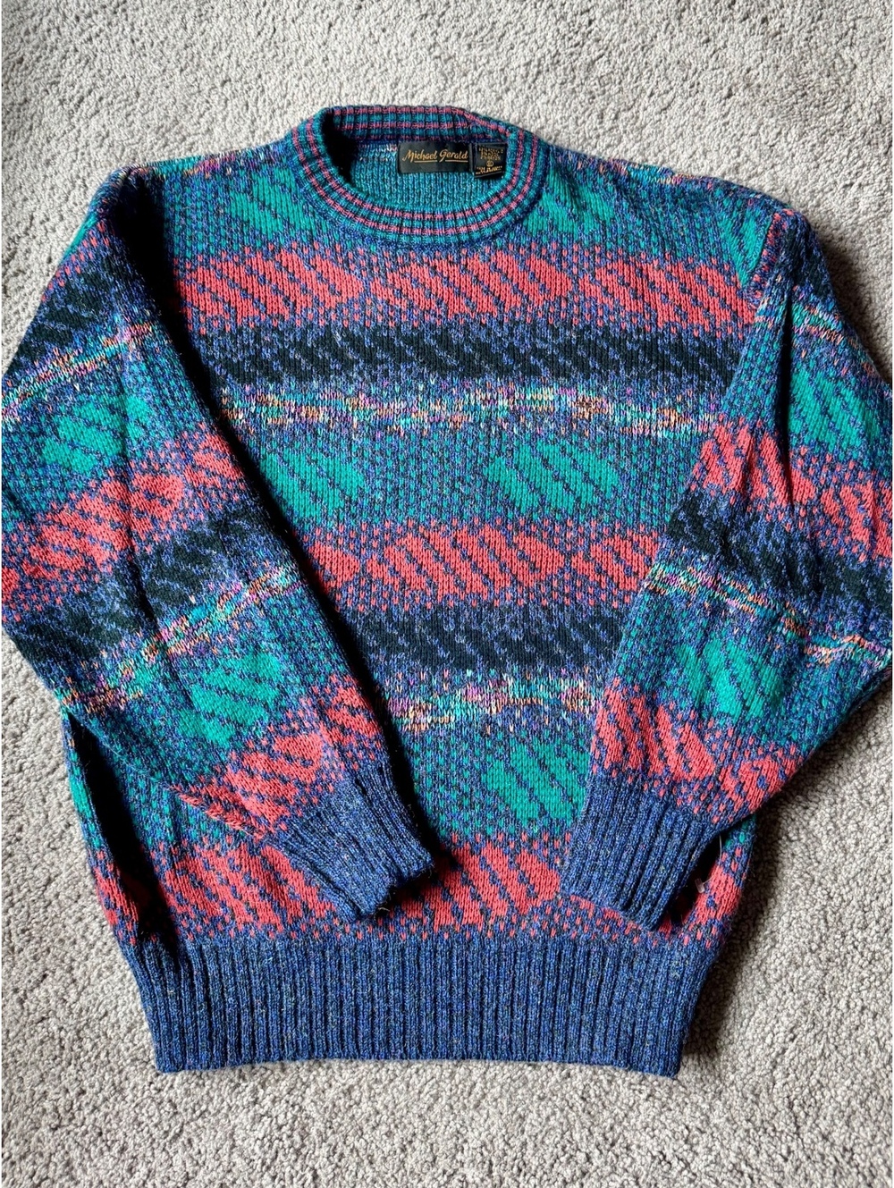 Vintage Michael Gerald Multicolor Patterned Pullover Sweater